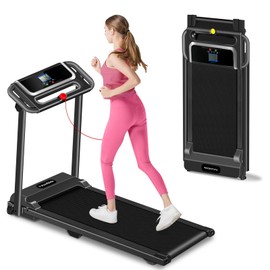 Portable Tradmill with Handle, 3.0HP Walking Pad Treadmill, Electric Compact Treadmills,Treadmills for Home Small Space with 12 Preset Programs,Walking Pad with Handle, LED Display, 300 LBS Capacity