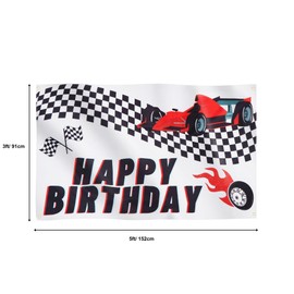 Runesol Happy Birthday Chequered Flag, 91x152cm, 3ft x 5ft, 4 Grommets, Eyelet In Every Corner, Party Decor, Racing Car F1 Decor, Birthday Banner, Formula One, Premium Flags, Inside, Outside