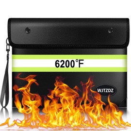 Fireproof Bag 6500°F, Improved Fireproof Money Bag with Waterproof Zip for Cash, 10 Layers of Insulation/Reflective Strips, with Handle for Important Documents