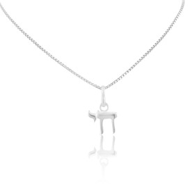 Sterling Silver Jewish Hebrew Letters Chai Sign of Life Protection Charm Pendant Necklace