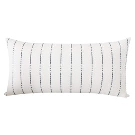 SLOW COW Cotton Linen Embroidery Decorative Lumbar Throw Pillow Cover Rectangular Pillowcase Cushion Cover for Bed Couch Sofa 12 x 24 Inches Dark Gray