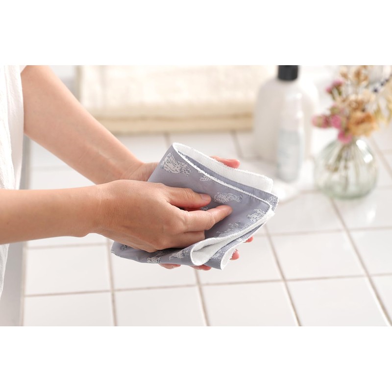DDintex FLORET LONDON Stitched Hand Towel, Miao, Light Gray, 9.8