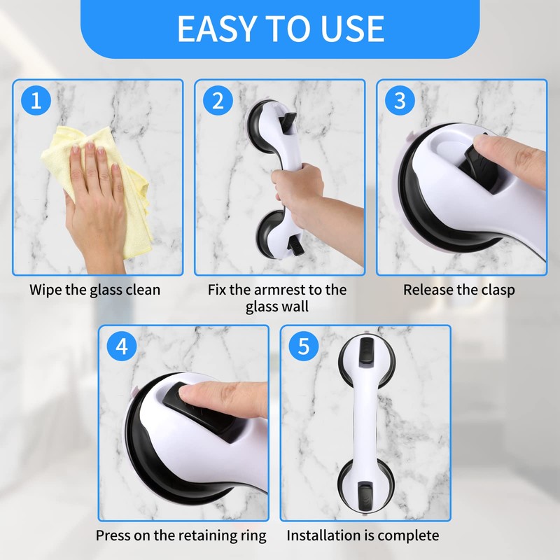 HZONSY Shower Handle - 12” Grab Bars for Bathroom &