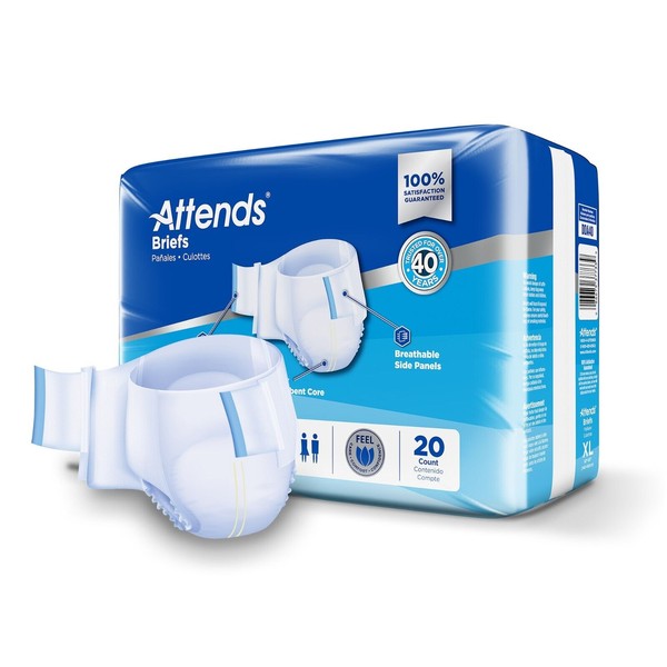 Attends (DDA40) Incontinence Brief , Unisex, Heavy Absorbency, XL, 60