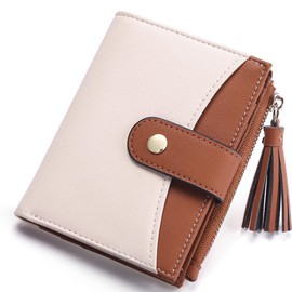 yiijay Small Wallet for Women RFID Blocking Tassle Bifold Slim Thin Leather Wallet Credit Card Holder Wallet Ladies Mini Wallet with Widened Zipper Pocket