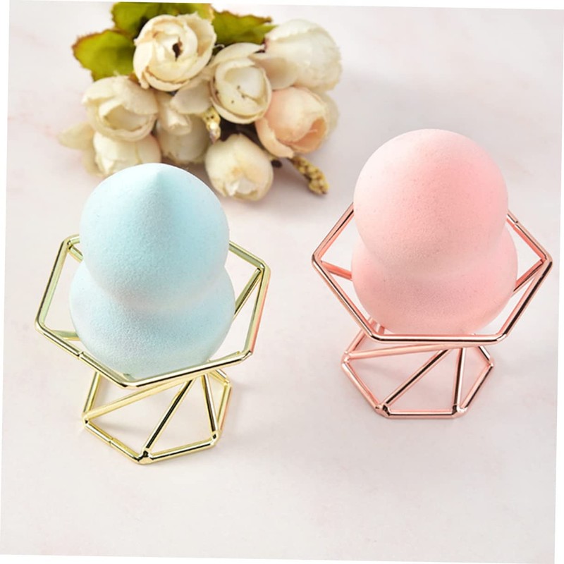 FRCOLOR Stylish Powder Puff Stand 2pcs Stainless Steel Holder Bracket