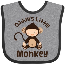 inktastic Daddys Little Monkey Baby Bib Heather and Black 13aea