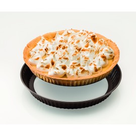 Dr. Oetker Quiche Tin, Diameter 28 cm, Tart Tin from the Baking Edition Series with Enamel Lifting Base, Round Baking Tin with Non-Stick Ring (Colour: Brown), Quantity: 1 Piece