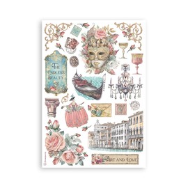 Stamperia - Washi Pad for Scrapbooking, Albums, Card Making, Bullet Journalling and More, Translucent and Easy to Cut, Acid Free, Perfect for Crafts and Gifting (Venice, City of Art) (A5) (8 Sheets)