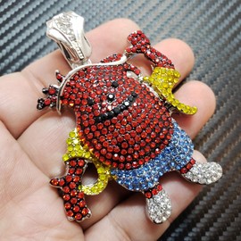 BLINGFACTORY Hip Hop Iced White Gold Plated Lab Diamond Kool AID Man Large Charm Pendant