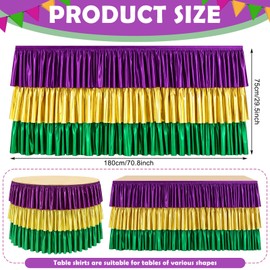 Hillsuren Mardi Gras Party Decoration 71'' x 30'' Purple Green Gold Banner for Table Skirt Decor Metallic Fabric Backdrop Banner for Mardi Gras Parade Floats Carnival Birthday Party Outdoor Decoration