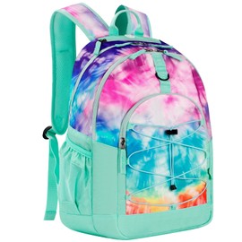 Choco Mocha Backpack for Teen Girls, Tie Dye School Backpack Travel Bookbag 18 Inch for Teenager Girls,Green