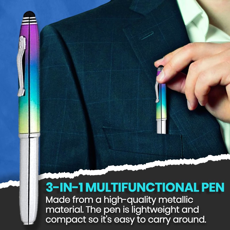 KING OF FLASH 3-in-1 Stylus Pen With Light, Capacitive Aluminium