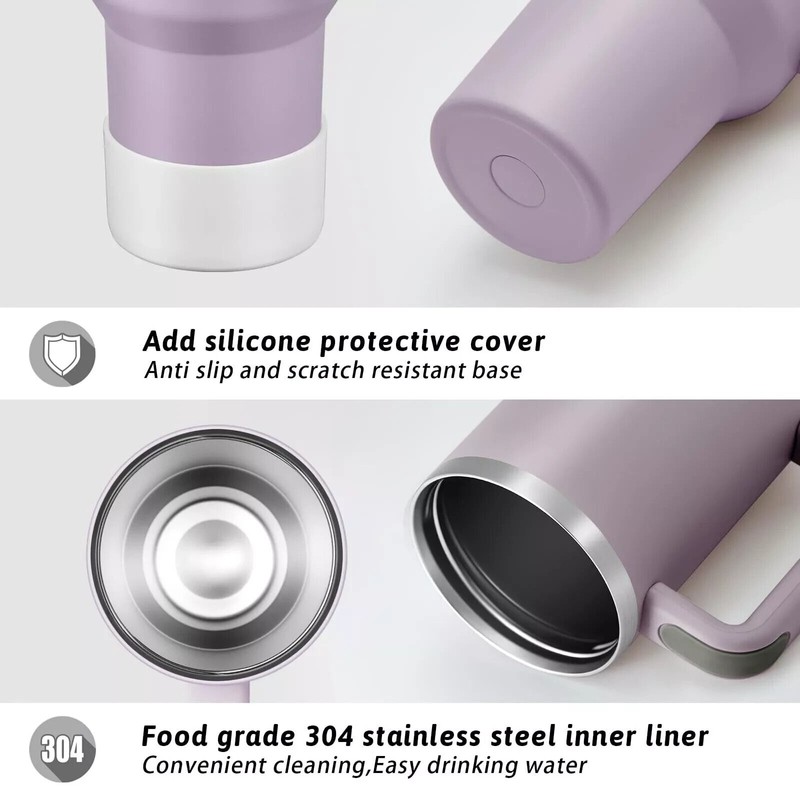 TEAMVV 40oz Stainless Steel Tumbler with Straw & Lid –