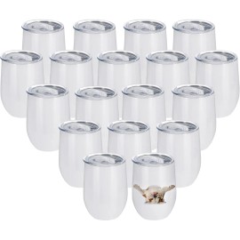 50-Pack Insulated Stainless Steel Wine Tumblers Sublimation Blanks with Spill-Proof Sliding Lid for Drinkwarecolor: White, capacity: 12oz