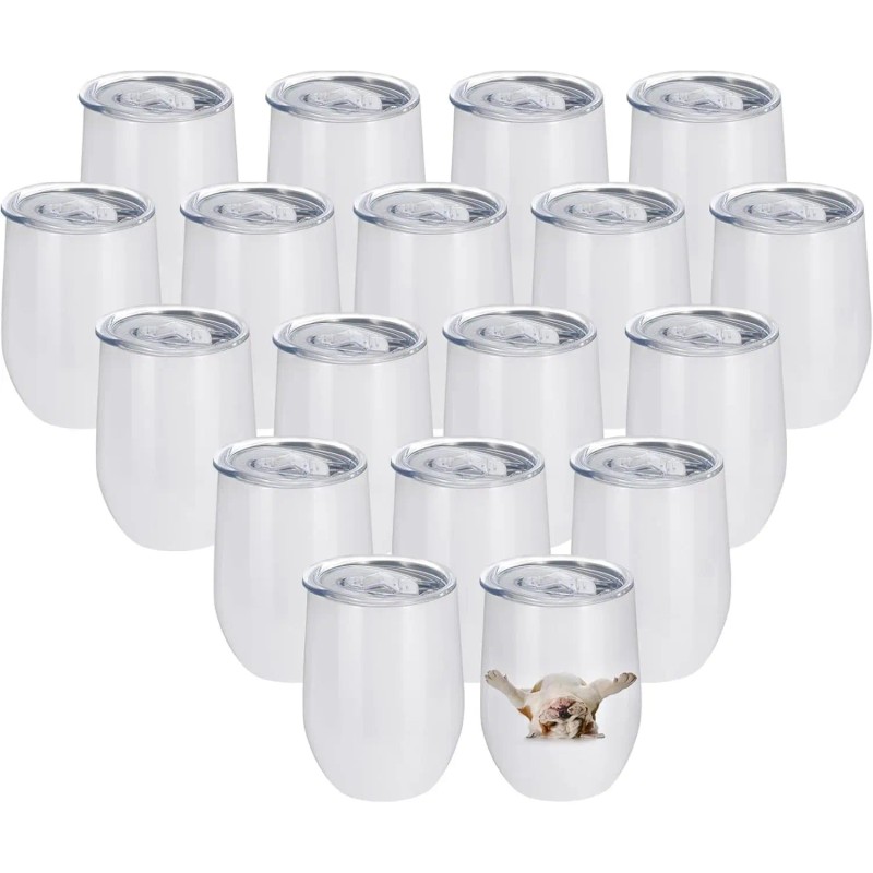 50-Pack Insulated Stainless Steel Wine Tumblers Sublimation Blanks with Spill-Proof