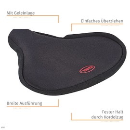 Prophete Sattelbezug | gepolstert mit Geleinlage | Passend für breiten Sattel | mit Kordelzug | Fahrradzubehör | schwarz