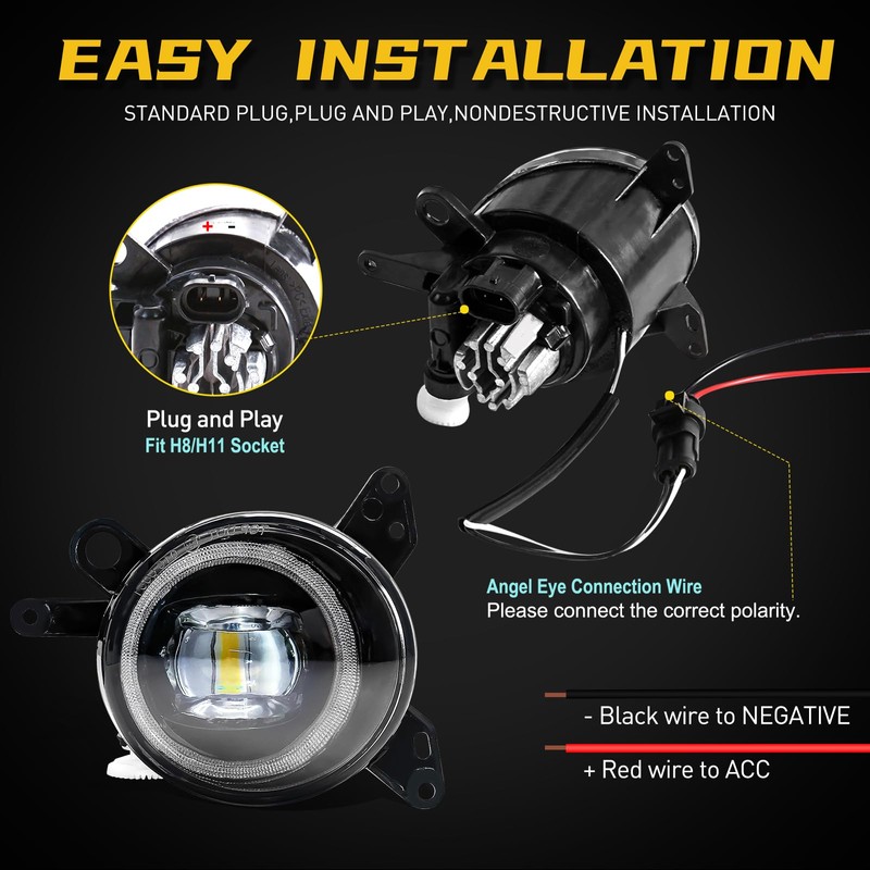 AFOGGEST Angel Eye Fog Light For Mitsubishi Lancer 2008-2014 Front