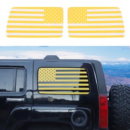 Rear Side Window American Flag Decals Fit for 2005-2009 Hummer H3, Tailgate Side Window Sticker, American Flag Rear Side Window Decal Sticker Accessories, 2PCS (Yellow)