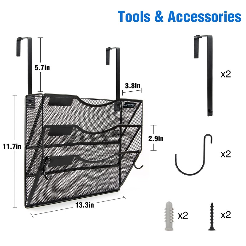 Wall File Organizer, 3 Tire Hanging File Folder Mail Organizer,