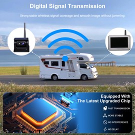 B-Qtech Magnetic Solar Wireless Backup Camera with 5" Monitor System AHD1080P Truck Trailer Hitch Rear View Camera IR Night Vision Waterproof Rechargeable Reverse Camera for RV Car Camper