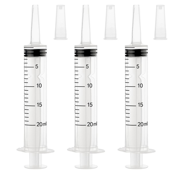 COTOM 3 Pack 20ml Large Syringe Plastic, Pet Feeding Syringe