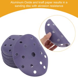 Partuto 50 Pcs 6" 15 Hole 600 Grit Universal Sanding Discs - Hook and Loop Sandpaper - Paper Base,Ceramic Purple