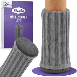 Filzada® 24x Stuhlsocken Filz/Stuhlbeinsocken GRAU- Elastische Stuhlbeinschoner - Stuhlbeinkappen - Stuhlbein Bodenschoner - Stuhlfüsse Bodenschutz - Überzieher Stuhlbeine - Schutz Stuhlbeine