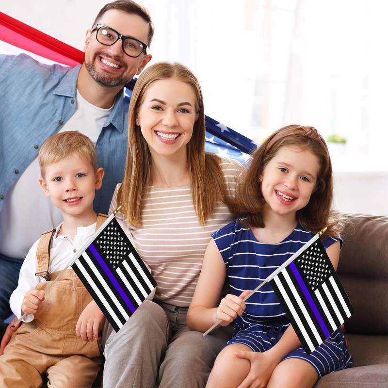 LoveVC 12Pcs 8×12 Inch Thin Blue Line Flags Small Police