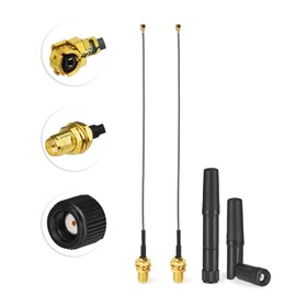 Eightwood Dual Band Small WiFi Antenna 2.4GHz 5GHz RP-SMA Male Antenna with U.FL IPX to RP-SMA Female Cable 6in (4-Pack) for Mini PCIe Network Card