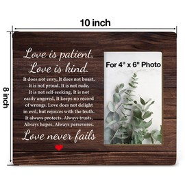 NGAEAK Christian Gifts for Women Men Kids Bible Verse Love Is Patient Love Is Kind Wood Picture Frame, Display Photo 4 x 6 Inch