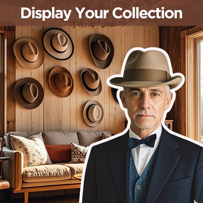 YJKRUJSE 3 Inch Adhesive Hat Hooks for Wall(10-Pack), Cowboy Hat