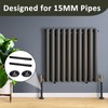 2 Pack Black Radiator Pipe Covers, 15mm x 200mm Matt