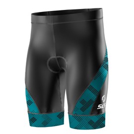SLS3 Triathlon Shorts Mens - Padded Tri Shorts Mens Triathlon Shorts - 8" Triathalon Shorts, Quick Drying, FX Z (Teal, Large)