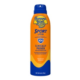 Banana Boat Sport Ultra SPF 100 Sunscreen Spray, 6oz, Sport Sunscreen Spray SPF 100, Banana Boat Sunscreen SPF 100 Spray, High SPF Sunscreen, Water Resistant Sunscreen, 6oz