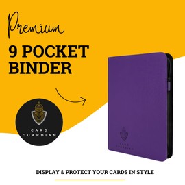 Card Guardian - 9 Pocket Premium Binder with Zipper for 360 cards - side loading pockets for Trading Card Games TCG (Purple)
