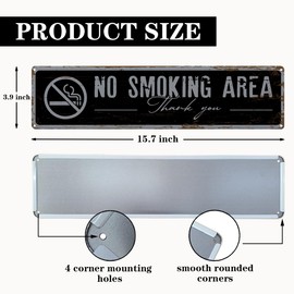 No Smoking Sign, Metal Warning Sign, Retro Metal Tin Signs, For Home Office Yard Outdoor, UV Protected, Weather Fade Resistant, Easy to Install 15.8x4 Inch