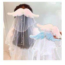 RICISUNG Wedding Veil, Angel Wings, Bangs Pin, Veil, Women's Hair Accessories, Wedding Dress Ornaments, Girls, Cute, Women's, Photography/Cute/Bride/Wedding/Children's, Adults