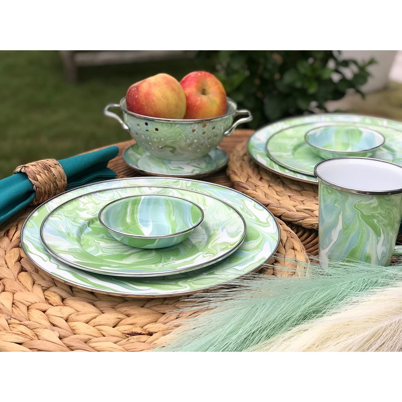 Golden Rabbit Enamelware Nested Mixing Bowls with Lids, Set of