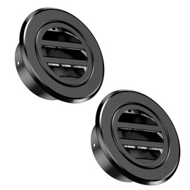 4 Inch Soffit Vent, HG Power Aluminium Alloy Louver Grille Cover, Round Air Vent with Built-in Screen Mesh for Bathroom Kitchen Office Ventilation, 3.74”,2-Pack, Black