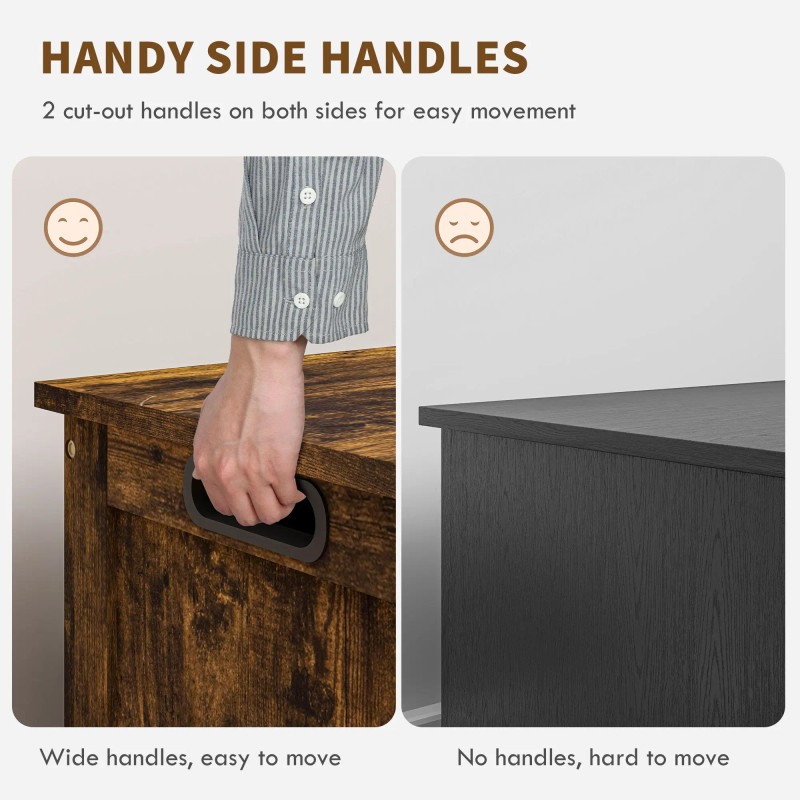 "Rustic Brown Wooden Kids & Teen Storage Bench with 2