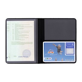 3 x ID Card Holder (Black, 4 Compartments) Red Blue White Transparent Case Card Case Vehicle Documents Protective Cover Car Registration Documents Car – Made in Germany, black, Classic