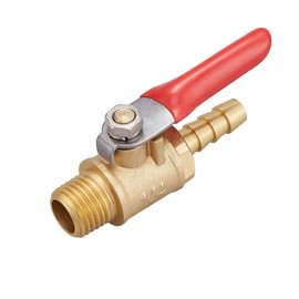 Litorange 2 PCS Brass Water Mini Ball Valve Shut Off Switch, 1/4" NPT Male Thread x 1/4 INCH Hose Barb Pipe Tubing Fitting Coupler, 180 Degree Operation Handle