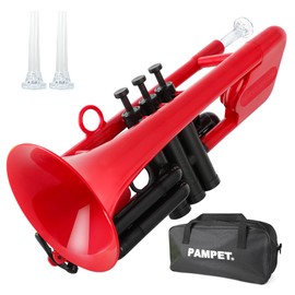 PAMPET SEA LION Professional Plastic Bb Trumpet Standard Trumpets Trumpet Set for Student Beginner Bb Trumpet Instrument (Red)