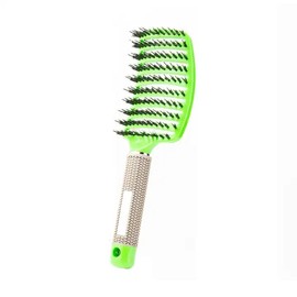 HairBrusher Wet & Dry No Pull Curved Vented Hair Brush, Styling Magical Brush Detangler for Kids & Women Can Adds Shine & Smooth Curly Thick Hair (Green)