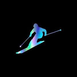 Skier Silhouette Vinyl Decal Notebook Car Laptop 5.5" x 3.5" (Holographic)