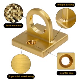 Wall Screw Mount Crowd Control Stanchions Safety barriers Hanging Circle Hook for Twisted Barrier Velvet VIP Rope (1.5x1.5(Square OD) x0.78(Ring ID) in, Gold, 4)