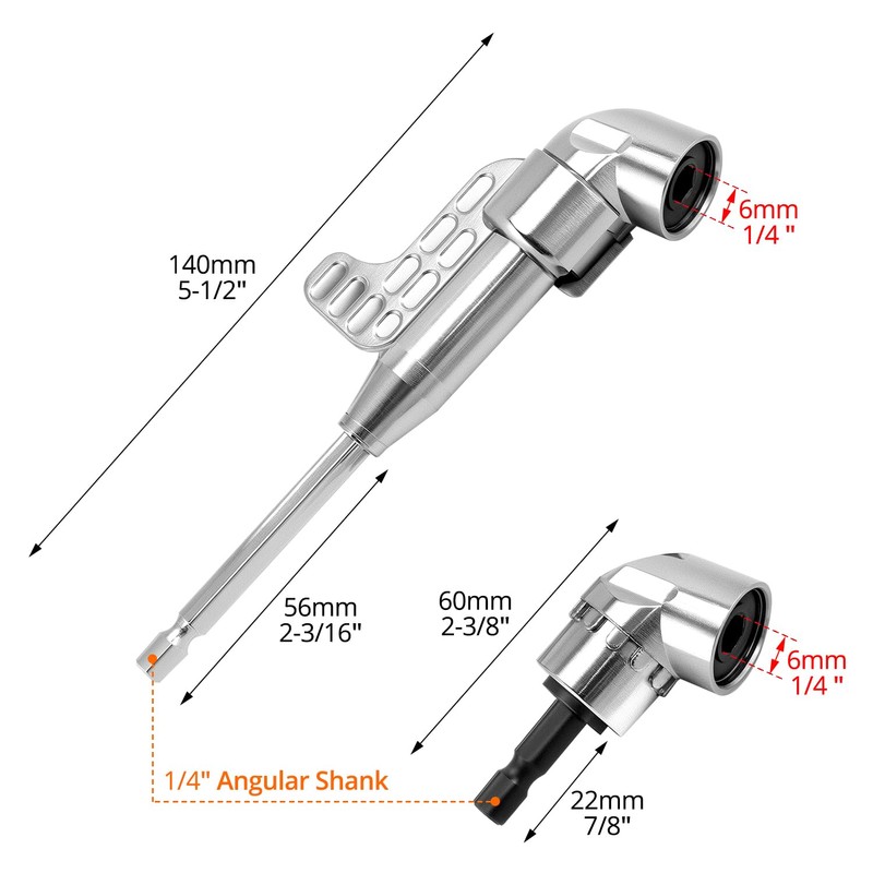 QWORK® 2Pcs 105 Degree Drill Adaptor Set, Angle Drill Attachment,