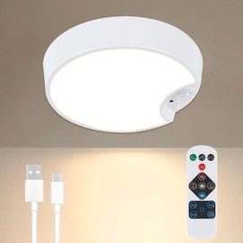 DJBoomy Rechargeable Motion Sensor Ceiling Light: Indoor LED Wireless Ceiling Light with Remote - Cordless Motion Activated Ceiling Lamp with Timer for Closet Hallway Bedroom (Rechargeable)