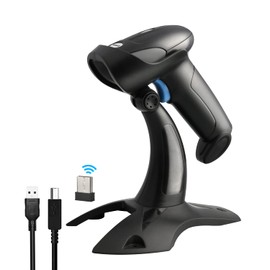 Sumicor 1D Barcode Scanner, 2.4G Wireless & USB Connection Compatible with Windows 7 10 11, CCD Sensor Handheld Bar Code Reader with Holder (1D 2.4G Wireless)
